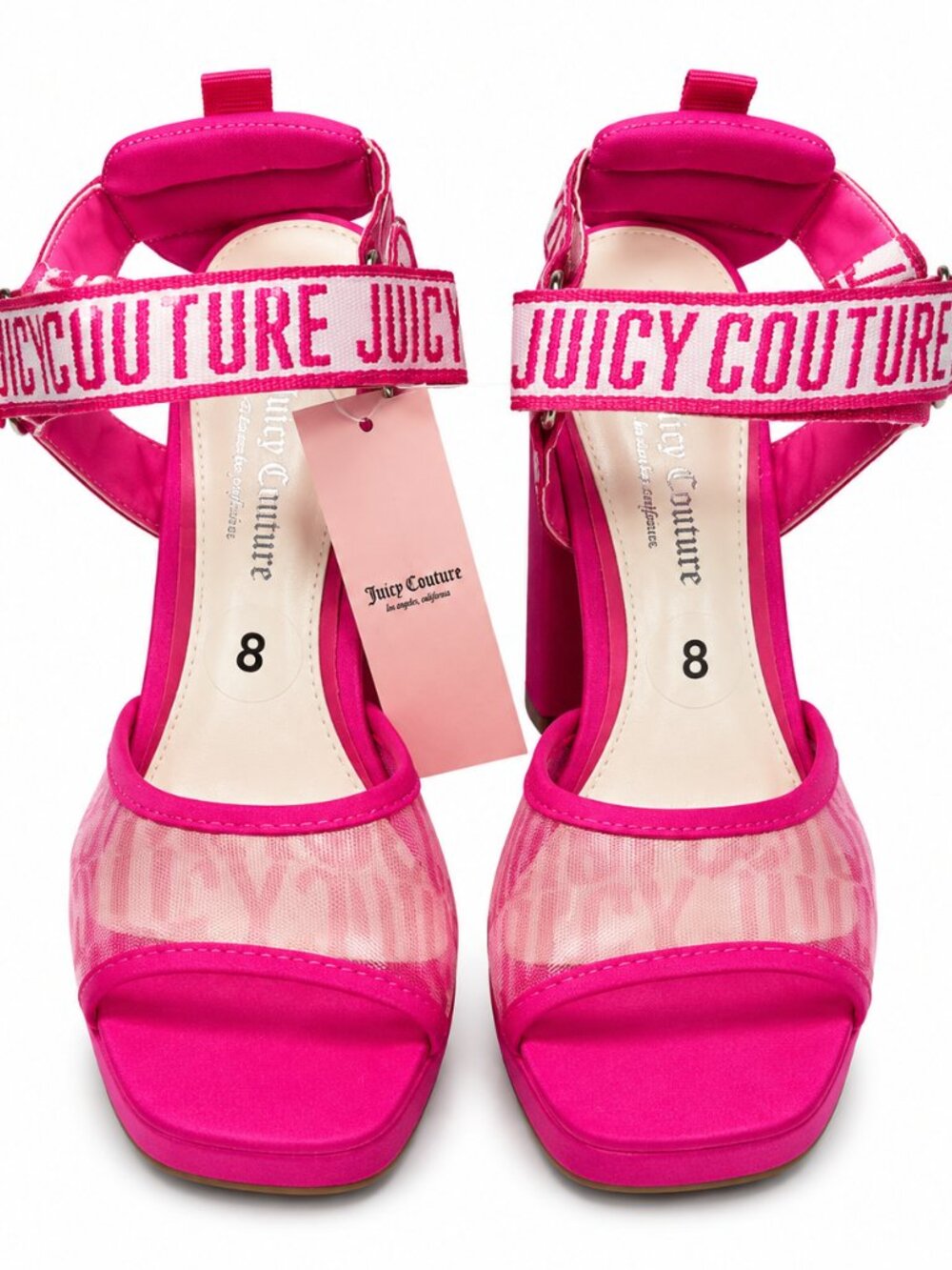 NWT Juicy Couture JC Gramercy Hot Pink Platform Heels Sandals Size 8